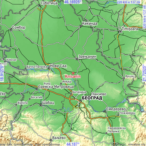Topographic map of Knićanin