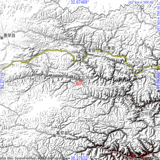 Topographic map of Biru