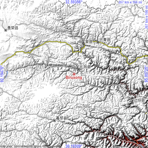 Topographic map of Biruxong