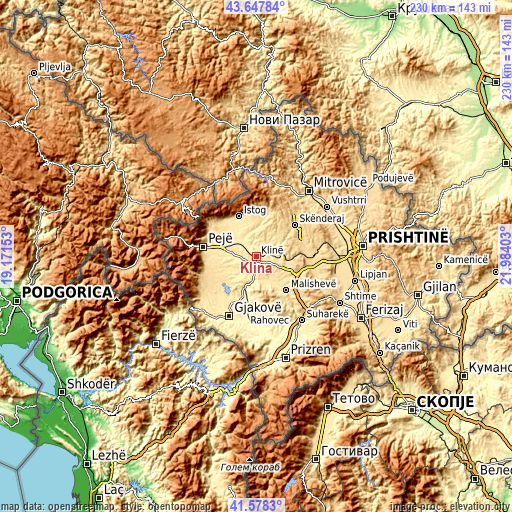 Topographic map of Klina
