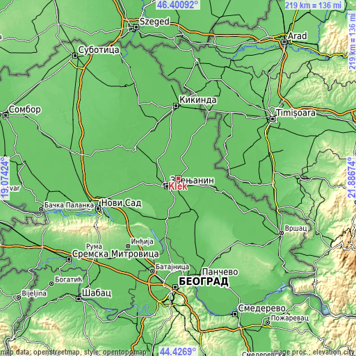 Topographic map of Klek