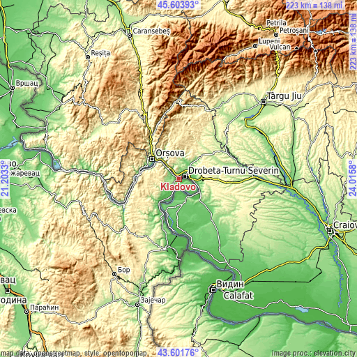 Topographic map of Kladovo