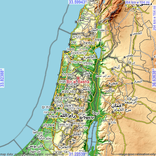 Topographic map of Bīr al Bāshā