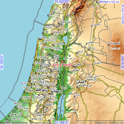 Topographic map of ‘Ayn al Bayḑā