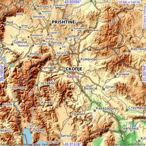 Topographic map of Kadino