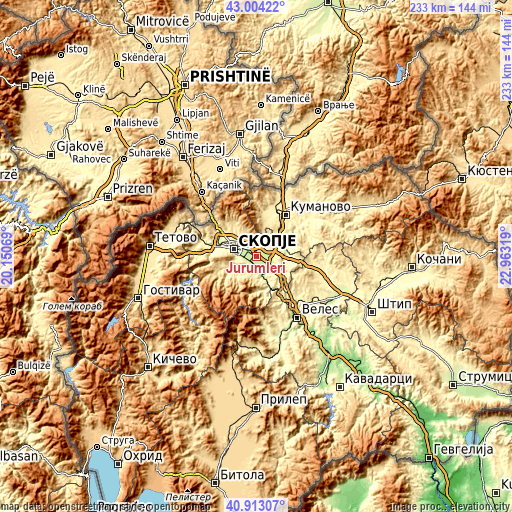 Topographic map of Јурумлери