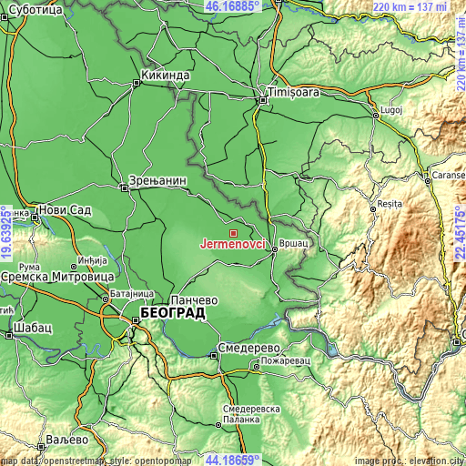 Topographic map of Jermenovci