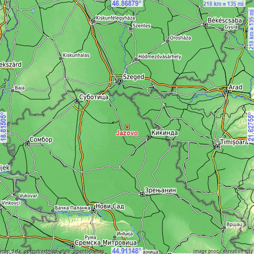Topographic map of Jazovo