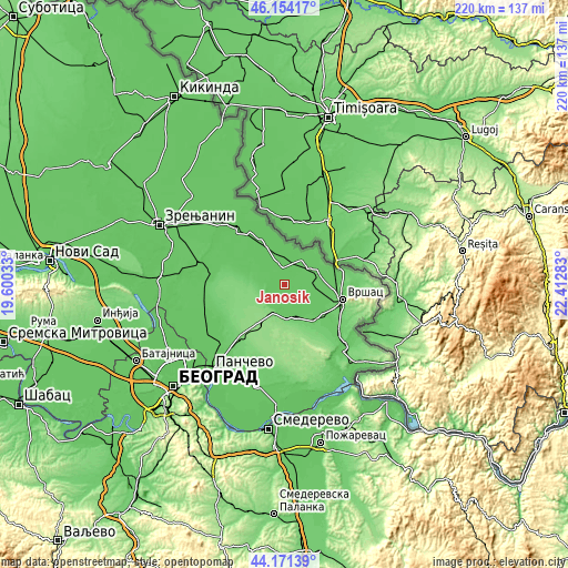 Topographic map of Janošik