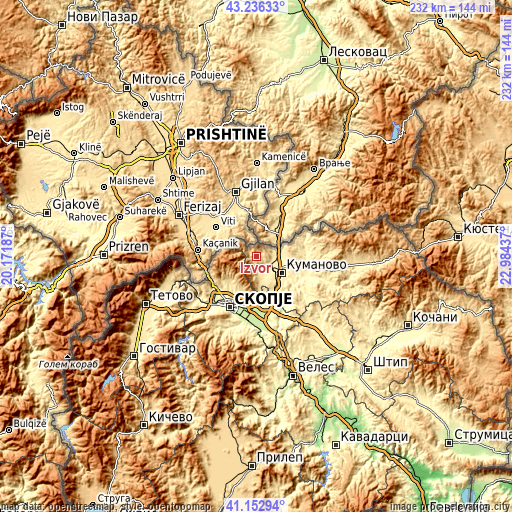 Topographic map of Izvor