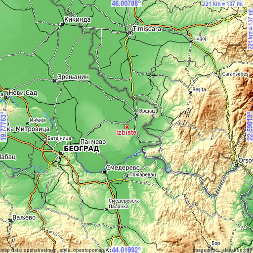 Topographic map of Izbište