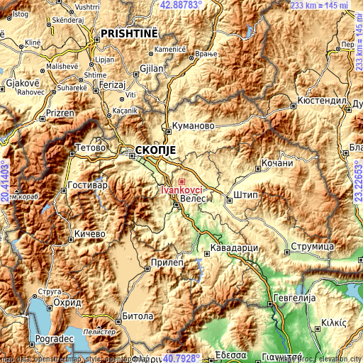Topographic map of Ivankovci