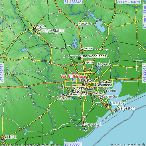 Topographic map of Oak Cliff Place