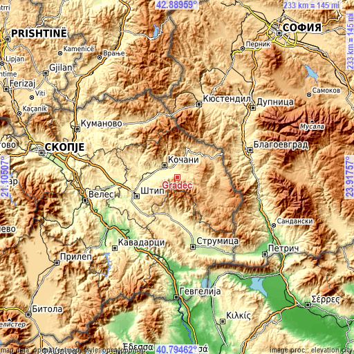 Topographic map of Gradec