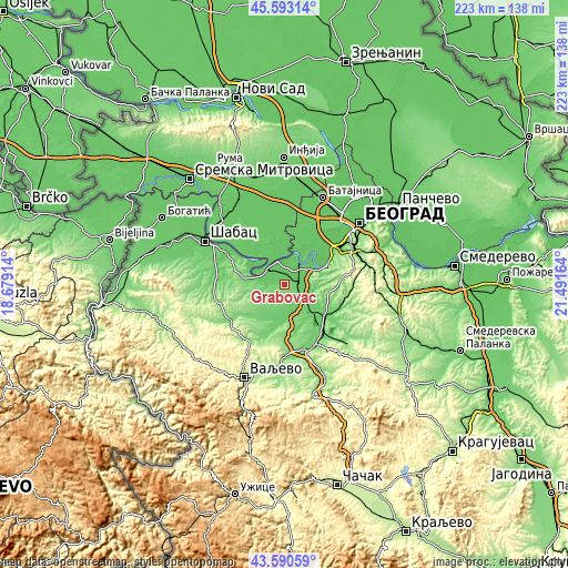Topographic map of Grabovac
