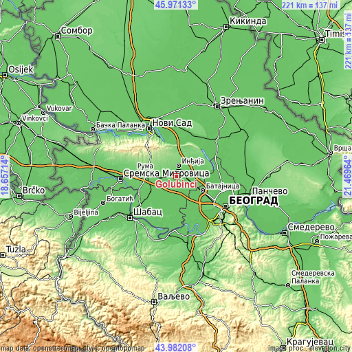 Topographic map of Golubinci