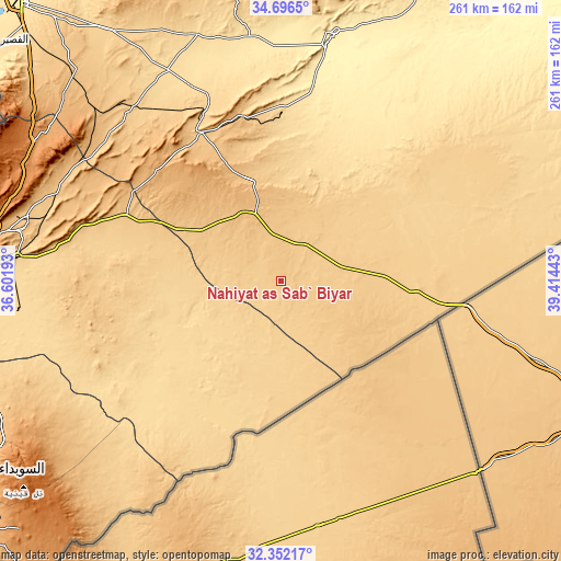 Topographic map of Nāḩiyat as Sab‘ Biyār