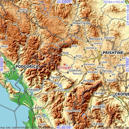 Topographic map of Gllogjan