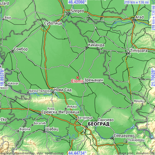 Topographic map of Elemir