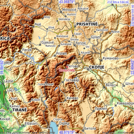 Topographic map of Džepčište