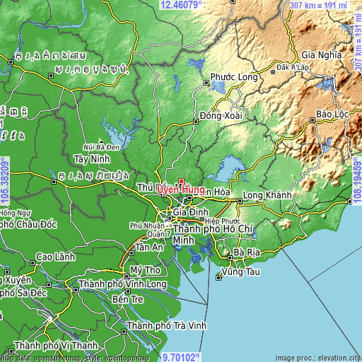 Topographic map of Uyen Hung