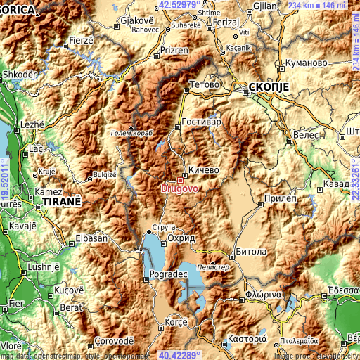 Topographic map of Drugovo
