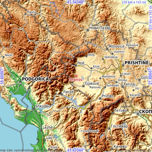 Topographic map of Dranoc