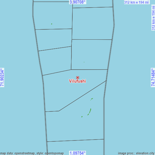 Topographic map of Vilufushi