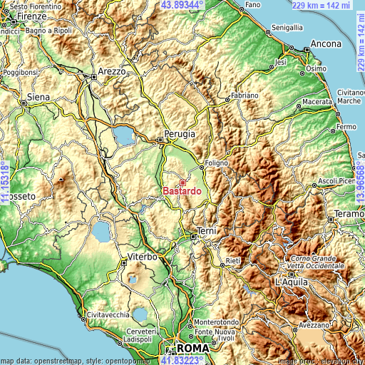Topographic map of Bastardo