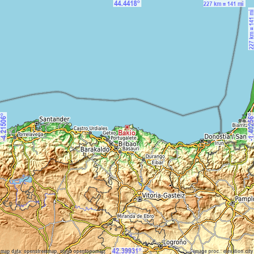 Topographic map of Bakio