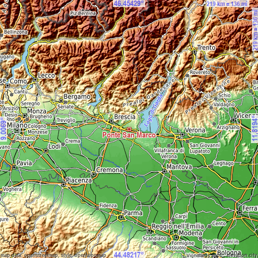 Topographic map of Ponte San Marco