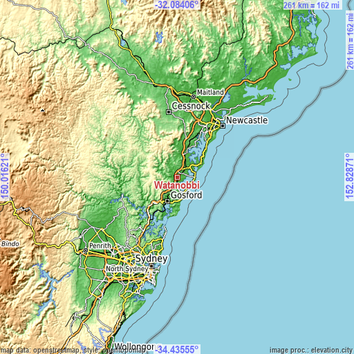 Topographic map of Watanobbi