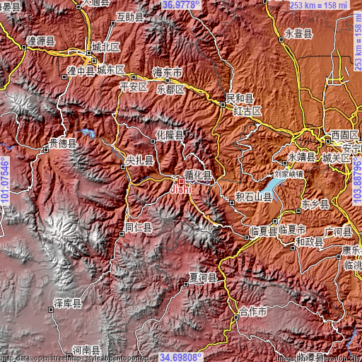 Topographic map of Jishi