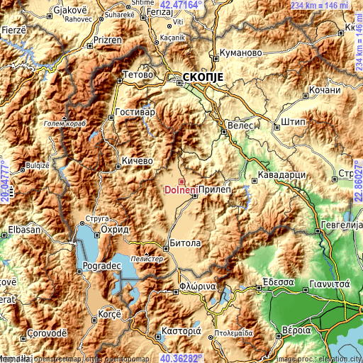 Topographic map of Dolneni