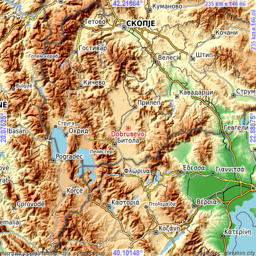 Topographic map of Dobruševo