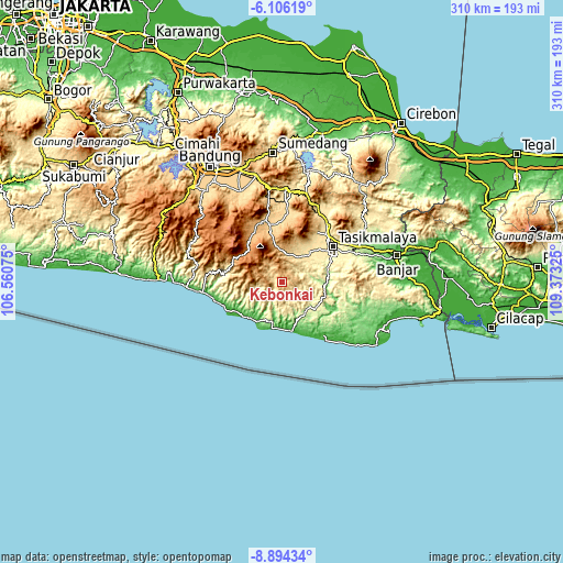 Topographic map of Kebonkai