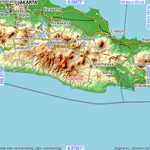 Topographic map of Cibitung