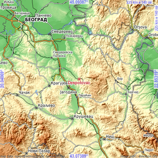 Topographic map of Despotovac