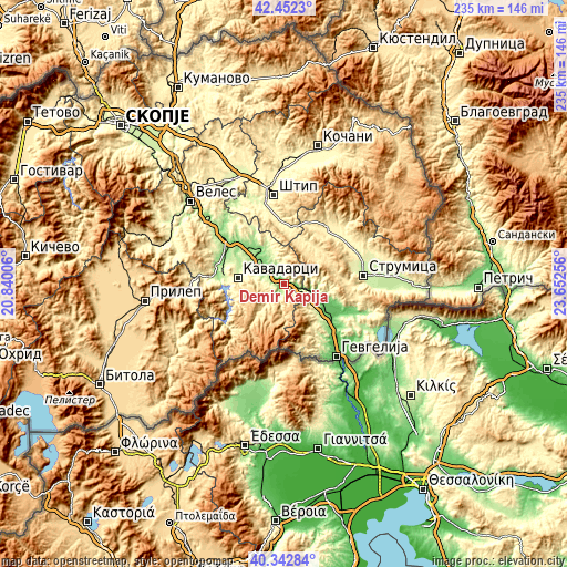 Topographic map of Demir Kapija
