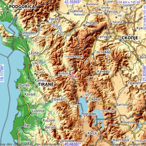 Topographic map of Debar
