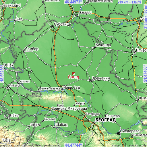 Topographic map of Čurug