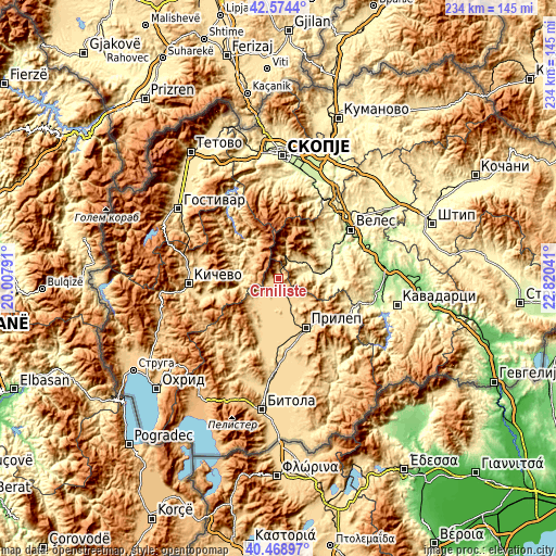 Topographic map of Crnilište