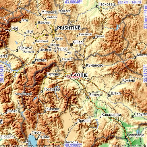 Topographic map of Cresevo