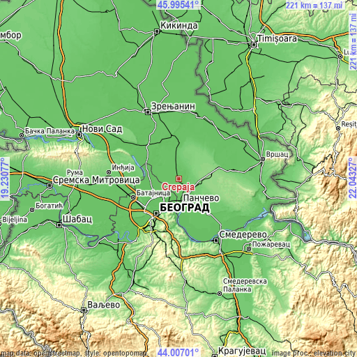 Topographic map of Crepaja