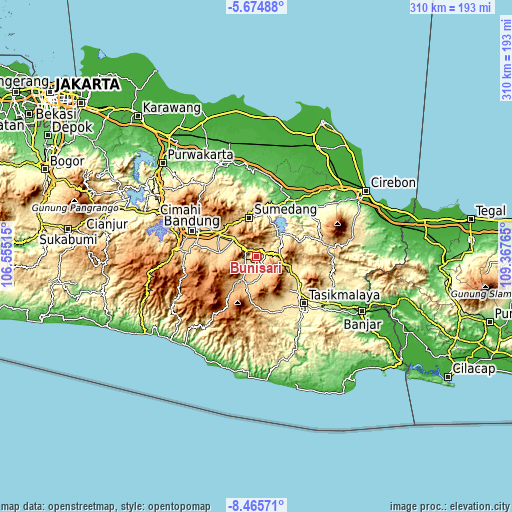 Topographic map of Bunisari