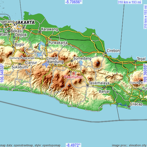Topographic map of Pasirluhur