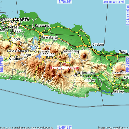 Topographic map of Gununglimbangan