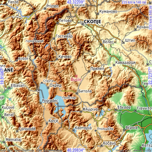 Topographic map of Bučin