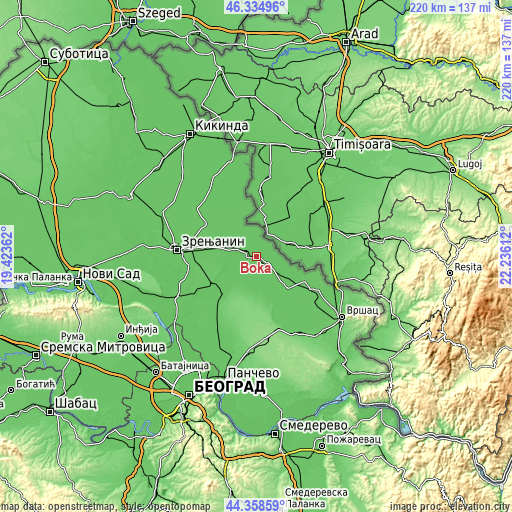 Topographic map of Boka
