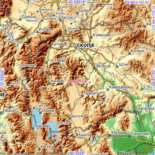 Topographic map of Bogomila